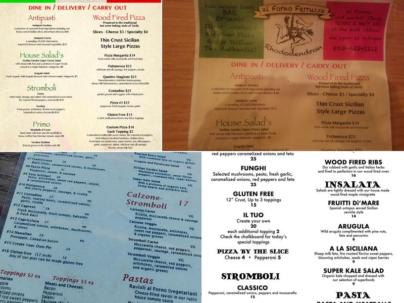 AL FORNO FERRUZZA PIZZA RHODODENDRON Menu