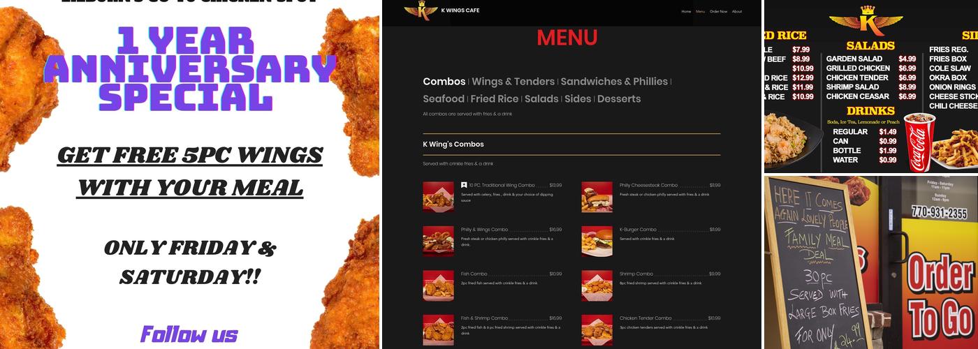 K Wings Cafe Menu