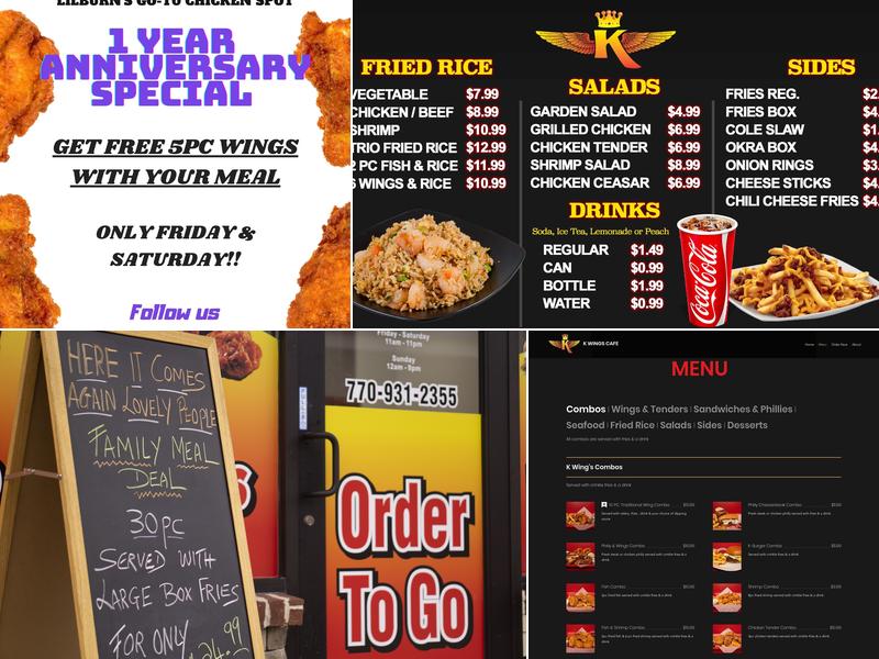 K Wings Cafe Menu