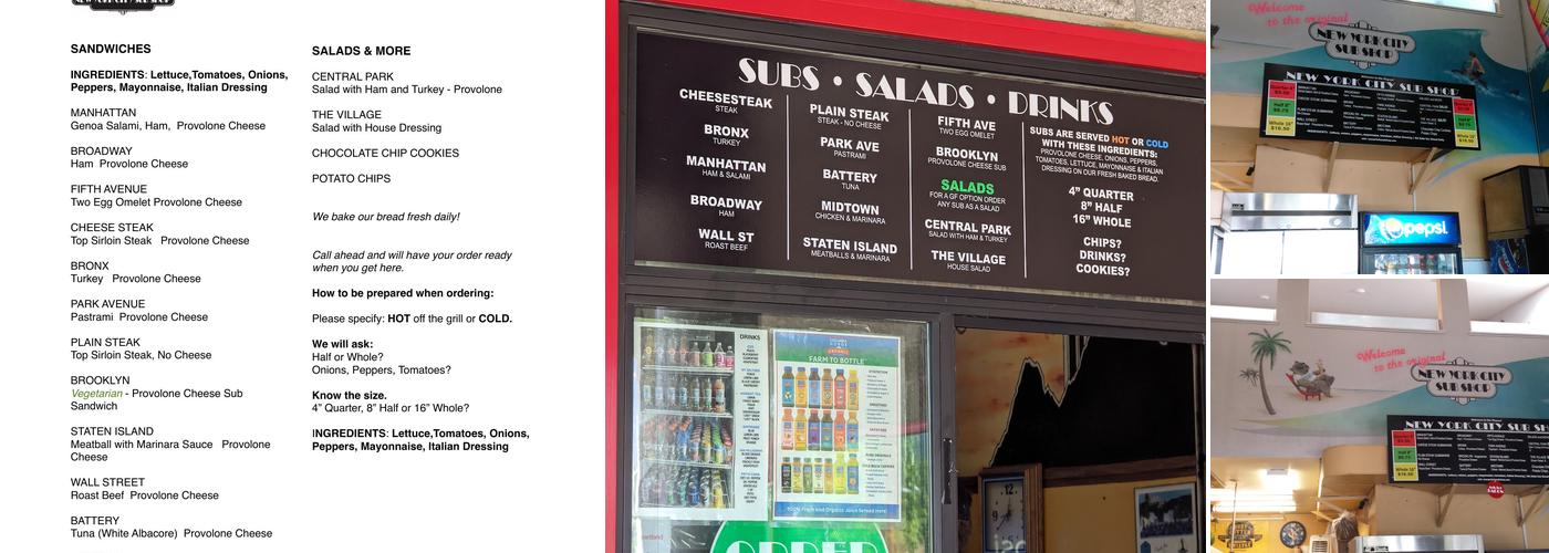 New York City Sub Shop Menu