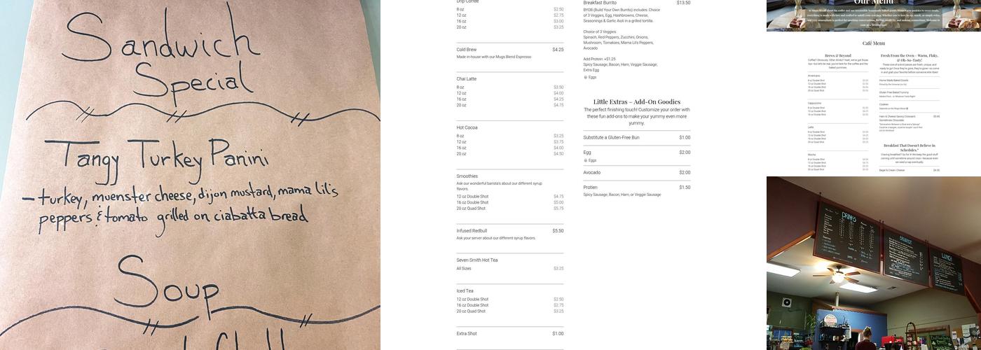 Mugs Coffee Menu