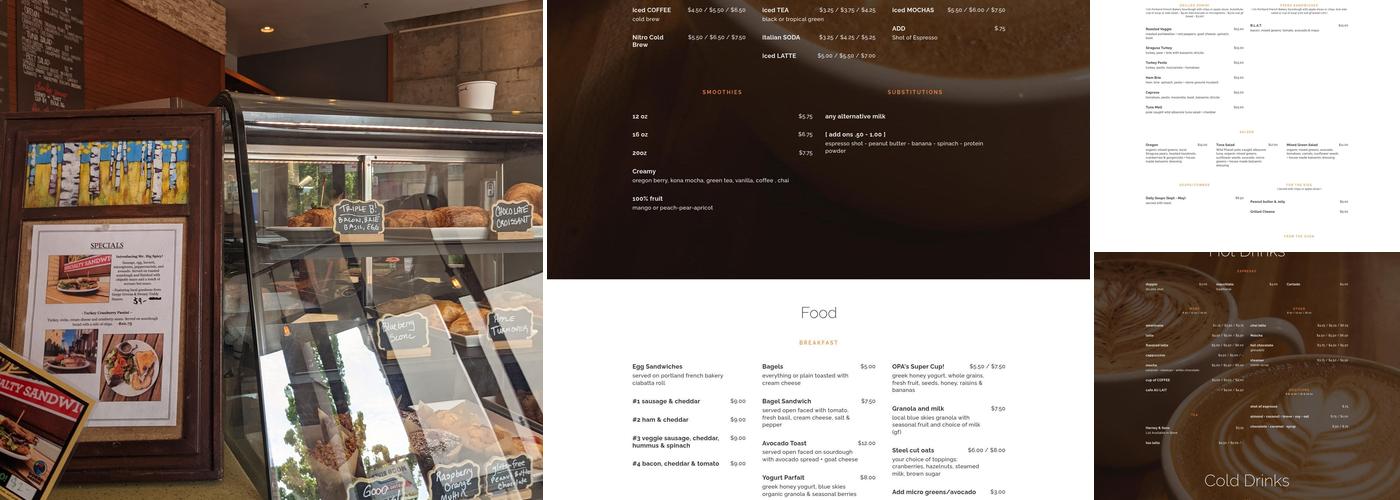 Doppio Coffee Menu
