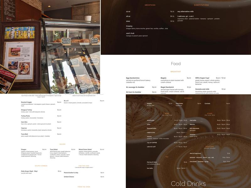 Doppio Coffee Menu