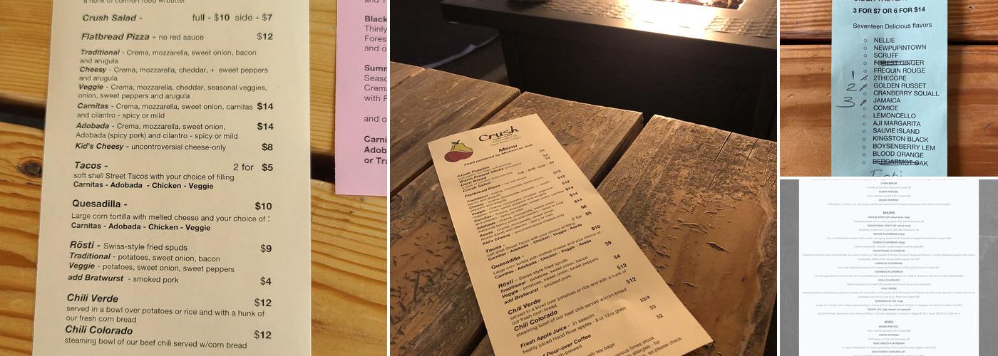 Crush Cider Café Menu