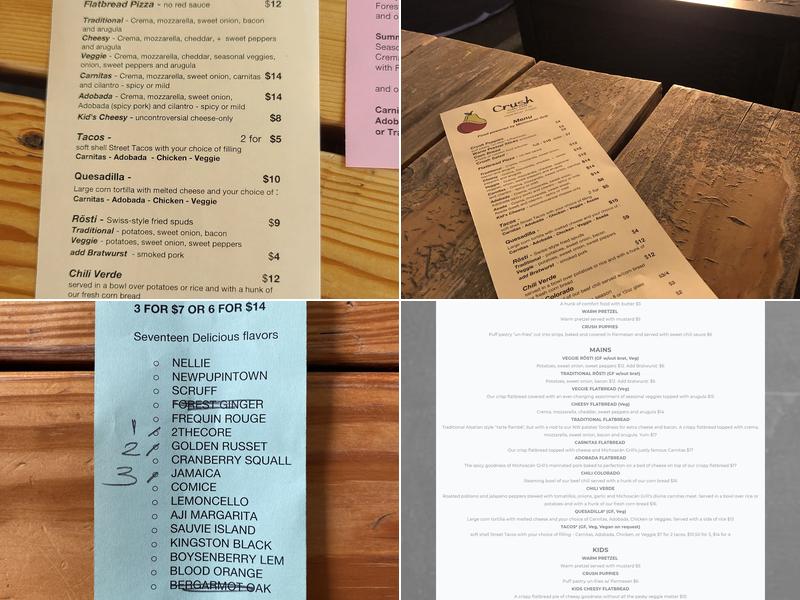 Crush Cider Café Menu