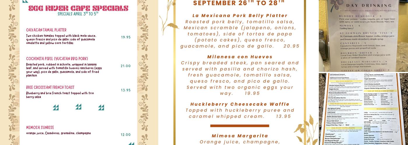 Egg River Café Menu