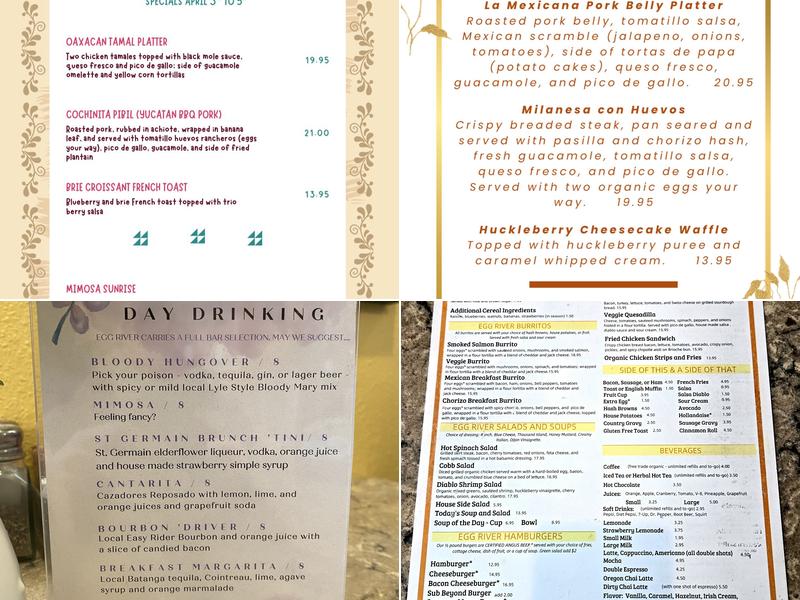 Egg River Café Menu