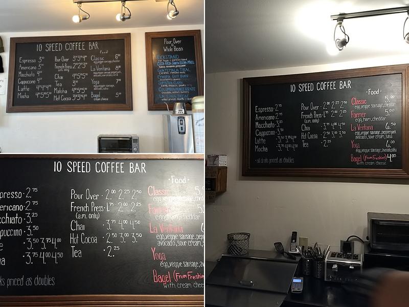 10 Speed Coffee Bar Menu