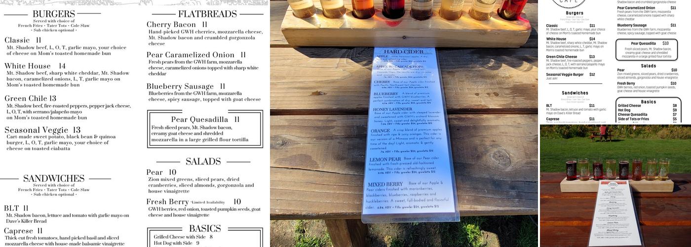 The Gorge White House Menu