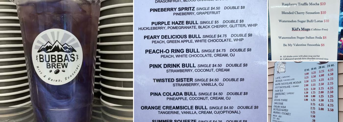 Bubba's Brew Espresso Menu