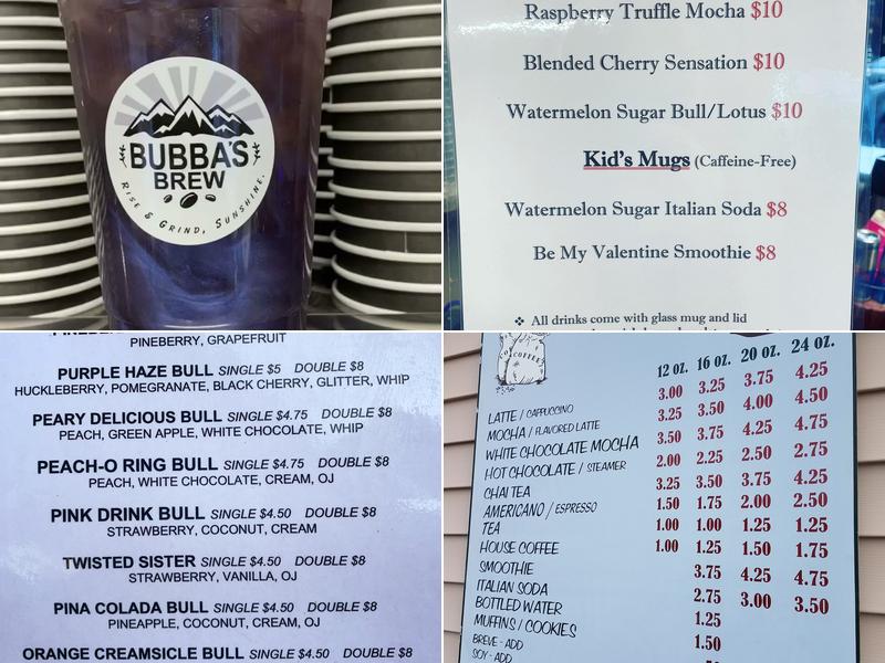 Bubba's Brew Espresso Menu