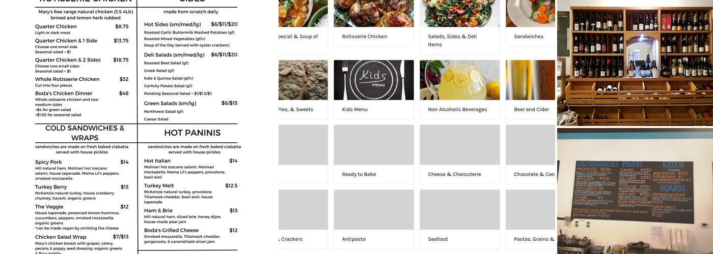 Boda's Kitchen Menu
