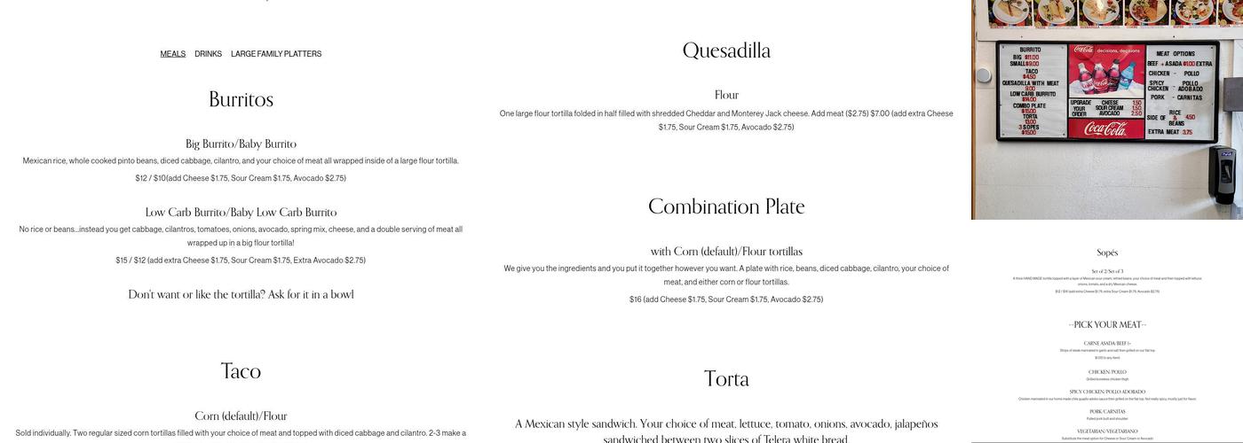 Taqueria El Rinconcito Express Menu