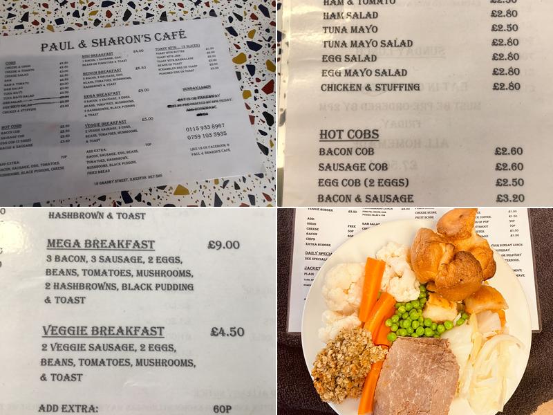 Paul and Sharons cafe Menu
