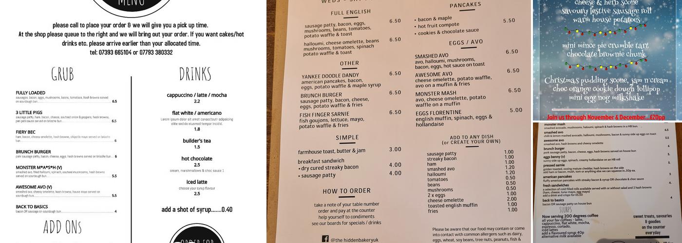 The Hidden Bakery- coffeeshop & cafe Menu