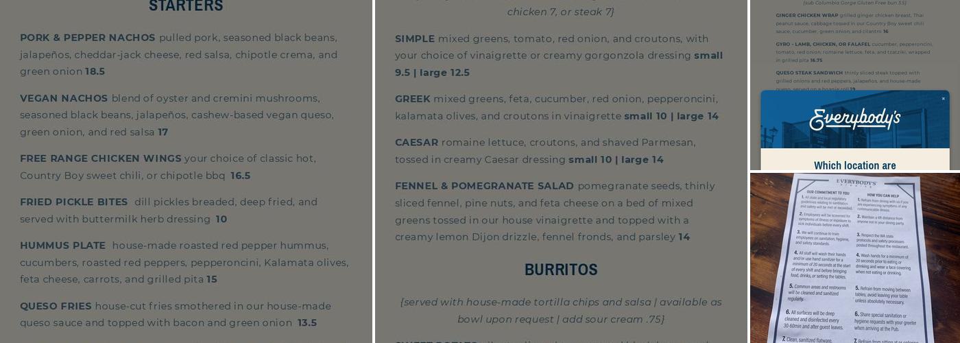 Everybody's Brewing Menu