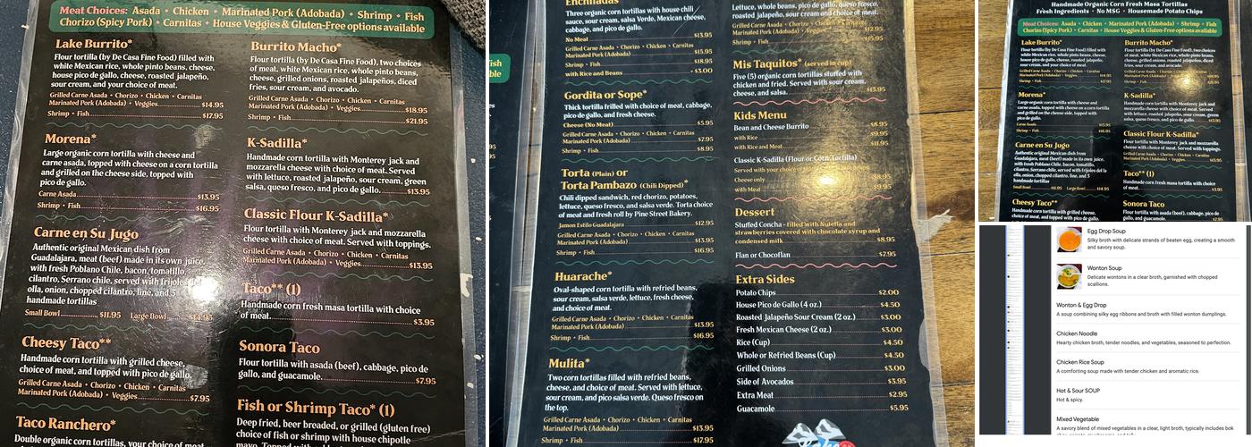 Lake Taco Menu