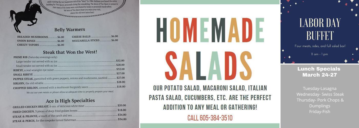 Two Spurs Steakhouse & Lounge Menu