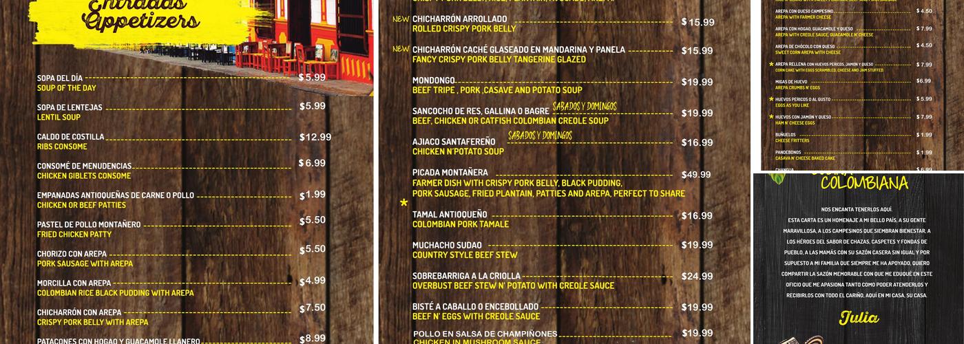 Las Arepas De Julia Menu