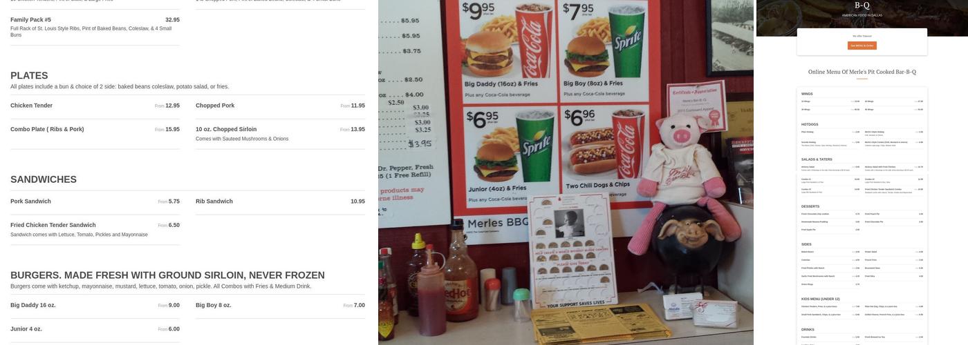 Merle's Bar-B-Q Menu