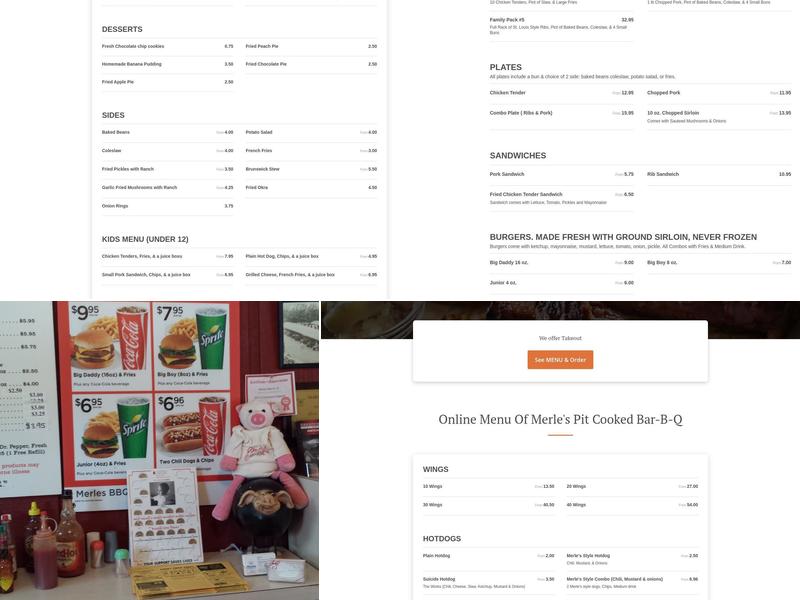 Merle's Bar-B-Q Menu