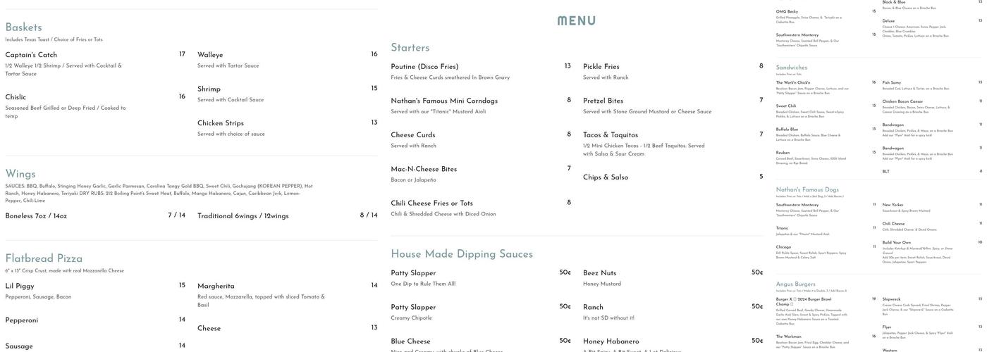 The Shipwreck Bar & Grill Menu