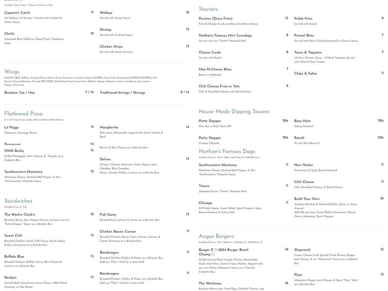 The Shipwreck Bar & Grill Menu