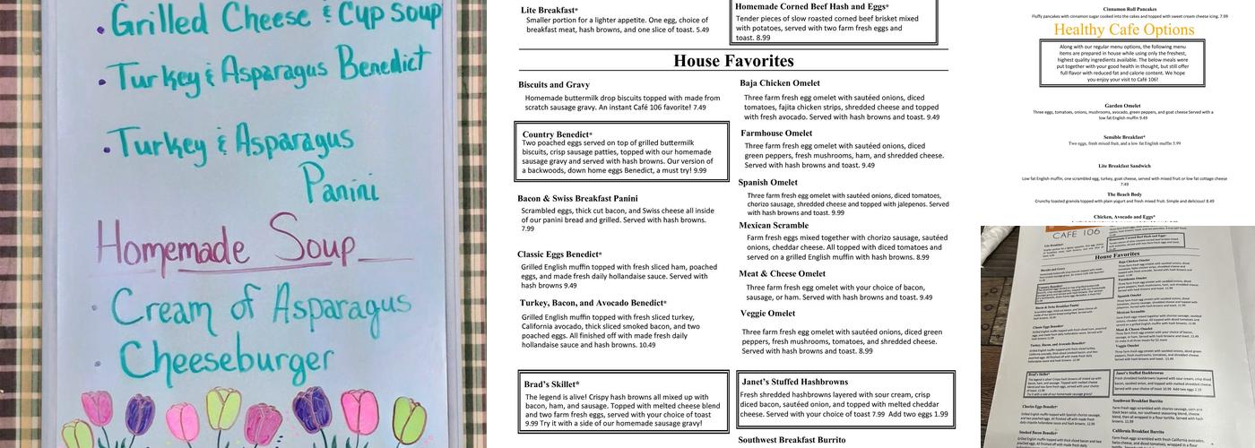 Cafe 106 Menu