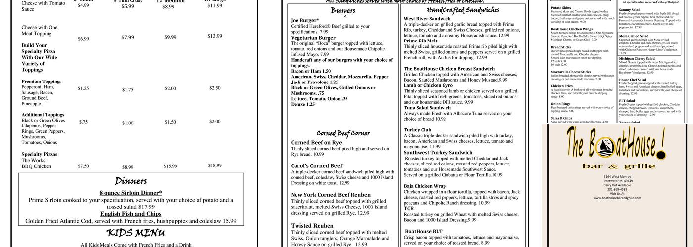 Boathouse Bar & Grille Menu
