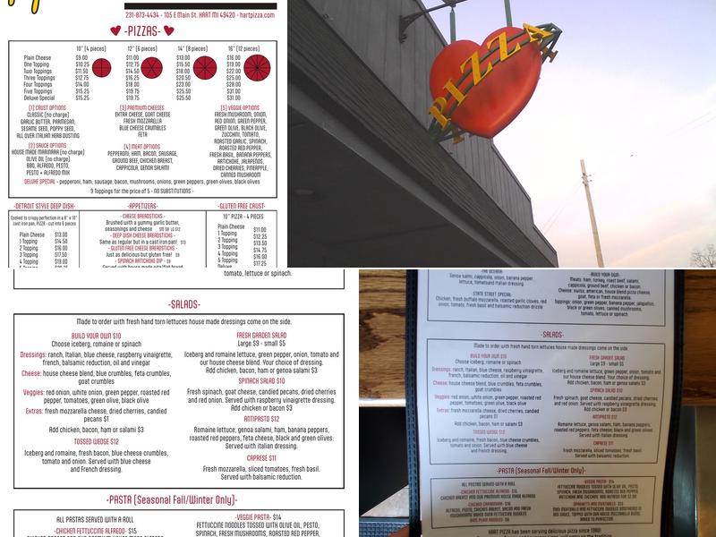 Hart Pizza Menu