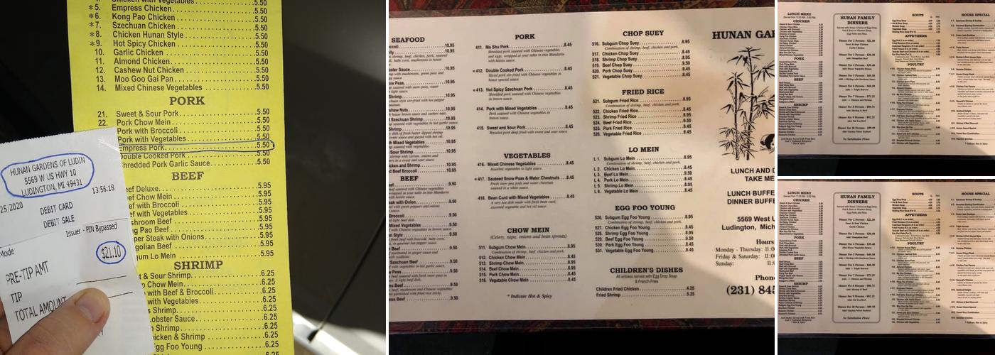 Hunan Gardens Menu