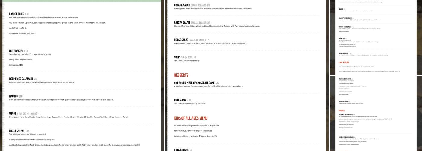 Big Hart Brewing Company Menu