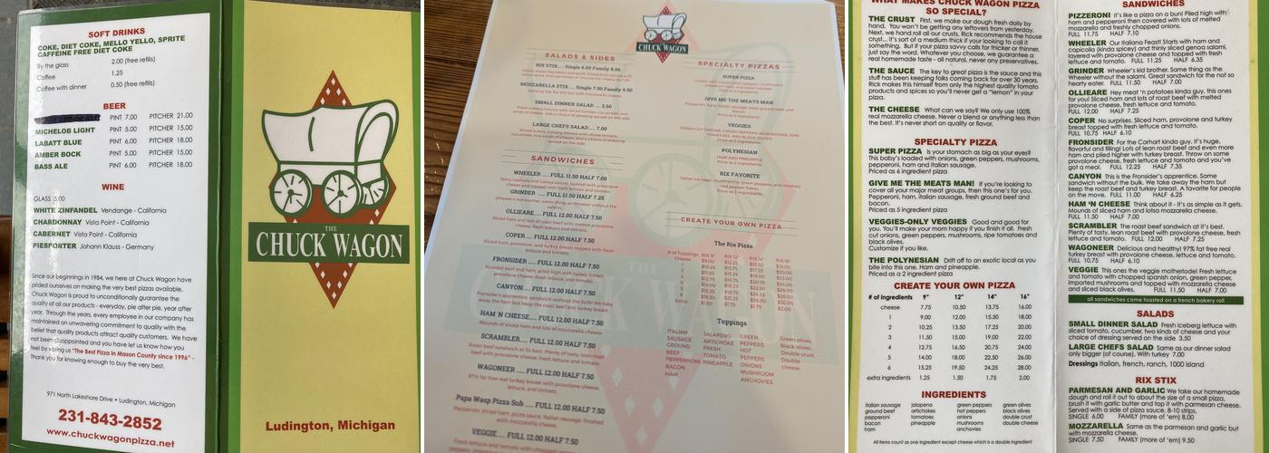 Chuck Wagon Pizza Menu