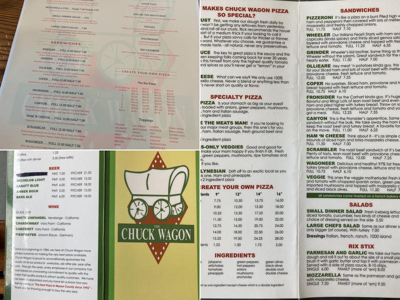 Chuck Wagon Pizza Menu