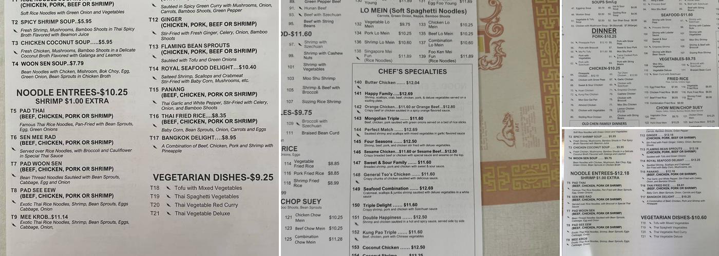 Old Chen Chinese Restaurant Menu