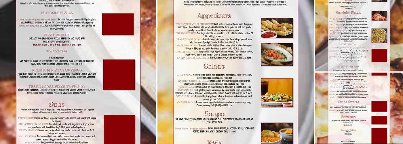 Spanky's Pizza & Restaurant Menu