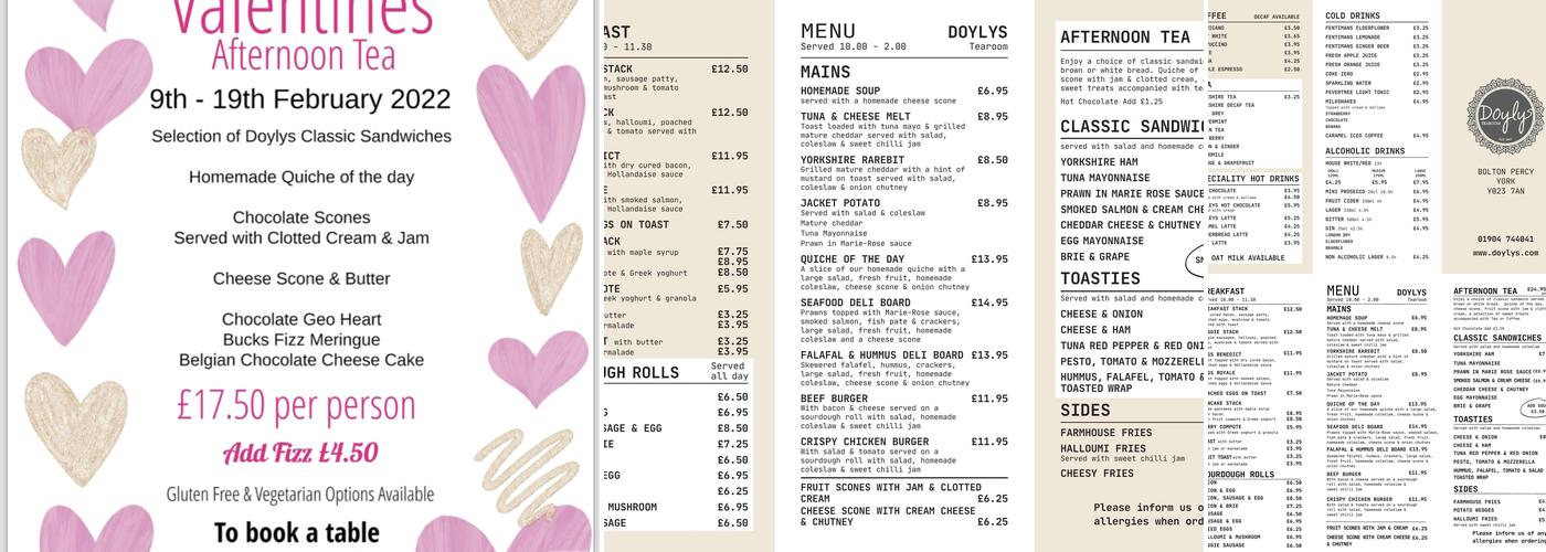 Doylys Tearoom Menu