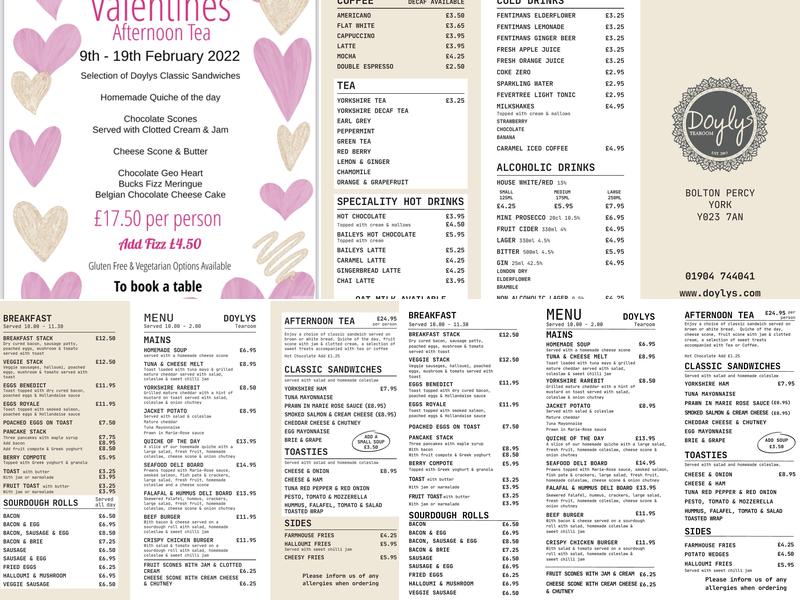 Doylys Tearoom Menu