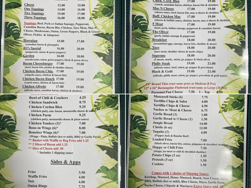 Jungle Lanes & Lounge Menu