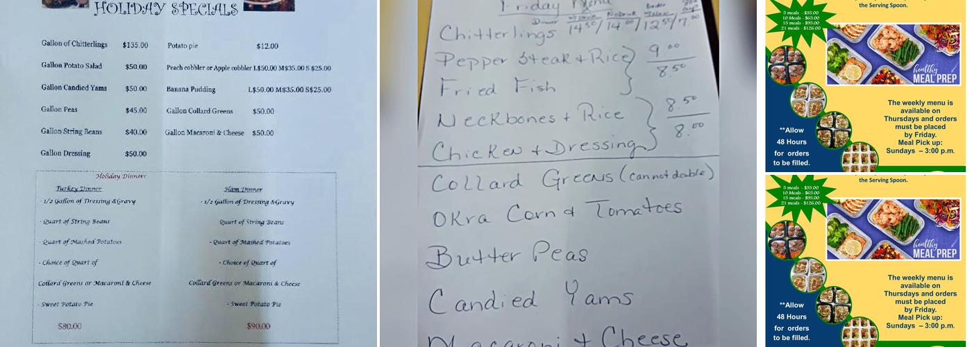 The Serving Spoon Menu