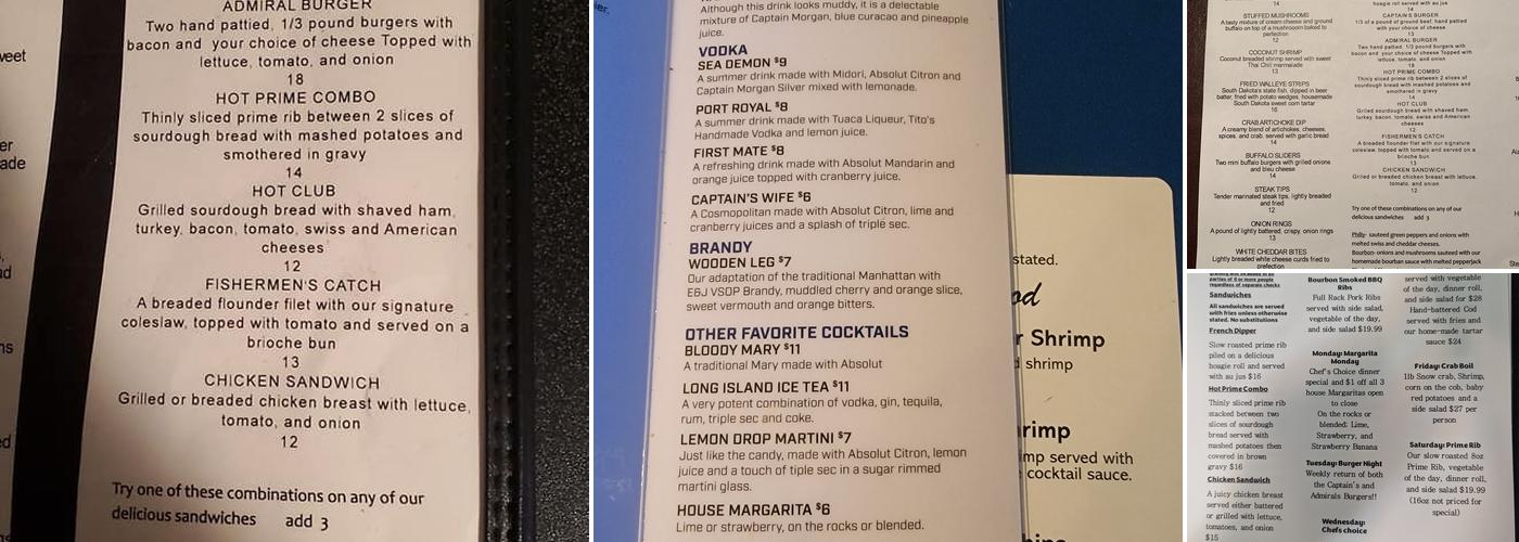 Captain's Table Menu