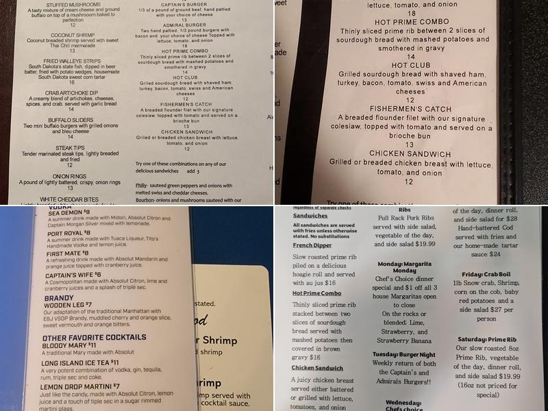 Captain's Table Menu