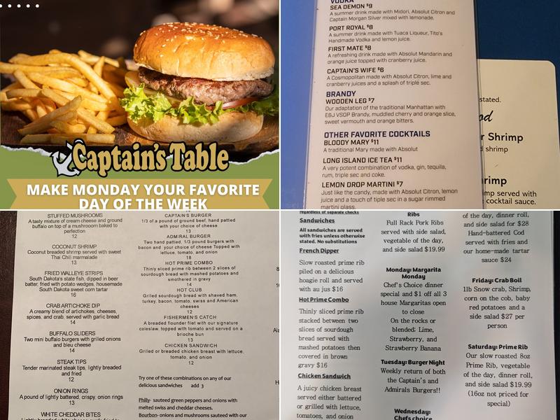 Captain's Table Menu
