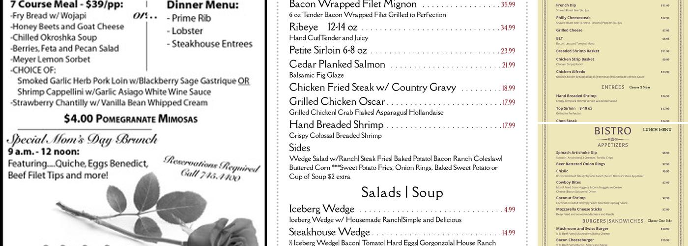 1891 Steak house and Bistro Menu