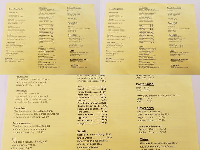 Sandwiche Shoppe Menu