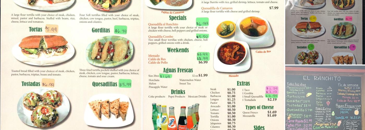 EL RANCHITO Menu