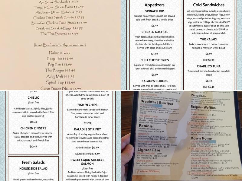 Kaladi's Bistro Menu