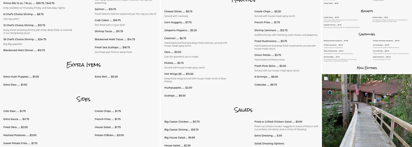 Tree House Menu