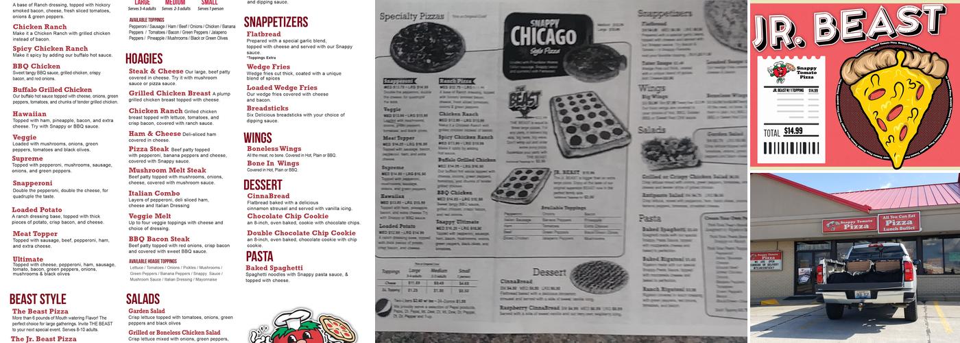 Snappy Tomato Pizza Menu