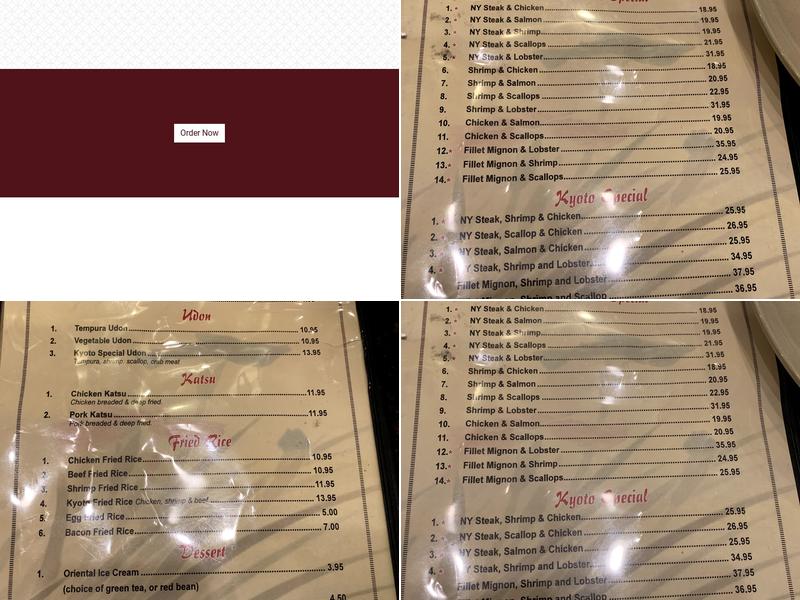 Kyoto Japanese Steak & Sushi Menu